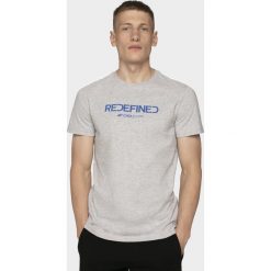 T-shirt męski TSM206 - chłodny jasny szary melanż. Szare t-shirty 4F, m, bez wzorów, bez kołnierzyka, bez ramiączek. Za 49.99 zł.