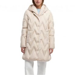 Kurtka GEOX W PLUMMERY Beżowy. Brązowe kurtki Geox, bez wzorów, z tkaniny, bez kaptura. Za 1,286.24 zł.