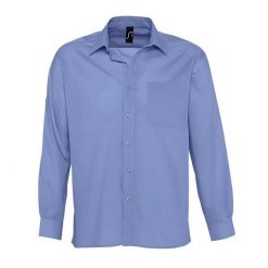 Męska Koszula Z Długim Rękawem Baltimore Poplin. Niebieskie koszule SOL'S, l, bez wzorów, bez kołnierzyka, bez ramiączek. Za 124.99 zł.