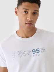 4F T-shirt regular z nadrukiem męski - biały XXL. Białe t-shirty 4F, m, bez wzorów, z bawełny, bez kołnierzyka, bez ramiączek. W wyprzedaży za 39.99 zł.