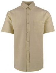 Koszula Weekendowa z Lnem, Krótki Rękaw - Brave Soul - Beżowa. Brązowe koszule Brave Soul, l, bez wzorów, z bawełny, bez kołnierzyka, bez ramiączek. Za 129.00 zł.