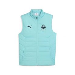 Kamizelka puchowa OM. Niebieskie kamizelki sportowe Puma, m, bez wzorów, z materiału, bez kaptura, na fitness i siłownię. Za 310.95 zł.