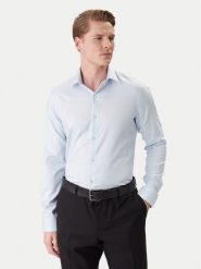 Calvin Klein Koszula LV019EU090 Niebieski Slim Fit. Niebieskie koszule CALVIN KLEIN, m, bez wzorów, z bawełny, bez kołnierzyka, bez ramiączek. Za 369.99 zł.