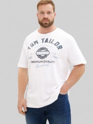 Męska Koszulka Tom Tailor Plus Logo Tee White 1039944 20000. Białe t-shirty Tom Tailor, m, bez wzorów, bez kołnierzyka, bez ramiączek. Za 69.99 zł.
