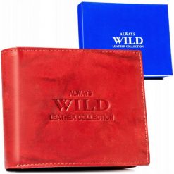 Portfel skórzany Always Wild AW-N5-MAL czerwony. Czerwone portfele Always Wild, bez wzorów, ze skóry. Za 45.00 zł.