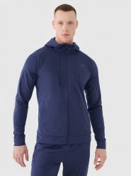 4F Bluza treningowa szybkoschnąca męska - grananatowa 3XL. Niebieskie bluzy z kapturem 4F, m, bez wzorów, z dzianiny, z kapturem. Za 199.99 zł.