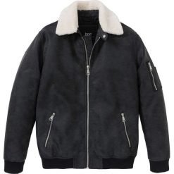 Kurtka bejsbolówka ze sztucznej skóry z kołnierzykiem z futerkiem Regular fit bonprix czarny. Kurtki marki B'TWIN. Za 299.99 zł.