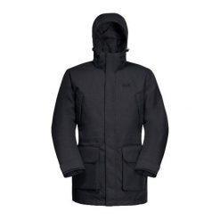 Kurtka turystyczna Jack Wolfskin Fierce Wind parka. Czarne kurtki Jack Wolfskin, na zimę, m, bez wzorów, z materiału, z kapturem. Za 1,466.00 zł.