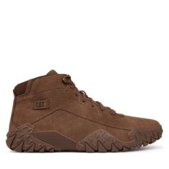 Trzewiki CAT Footwear. Brązowe botki sznurowane CAT Footwear, bez wzorów, bez obcasa, bez zapięcia. Za 569.99 zł.