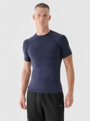 4F Koszulka treningowa bezszwowa szybkoschnąca męska 4F x Robert Lewandowski - granatowa L/XL. Szare t-shirty 4F, l, bez wzorów, z dzianiny, bez kołnierzyka, bez ramiączek. W wyprzedaży za 79.99 zł.
