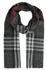 Męski Szalik z Wełną i Jedwabiem - V. Fraas - Grafit w Kratkę. Szare szaliki V. Fraas, bez wzorów, z jedwabiu. Za 169.00 zł.