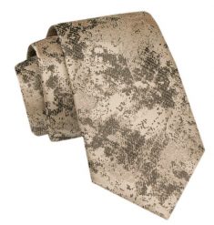 Modny Krawat Męski - Alties - Beżowy, Oryginalny Wzór. Brązowe krawaty i muchy Alties, bez wzorów, z tkaniny. Za 49.00 zł.