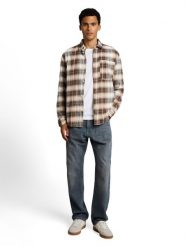 Tom Tailor Denim koszula flanelowa Mężczyźni Comfort Fit Bawełna (100%) biały|brązowy|szary, S. Białe koszule TOM TAILOR DENIM, m, bez wzorów, z bawełny, bez kołnierzyka, bez ramiączek. Za 199.95 zł.