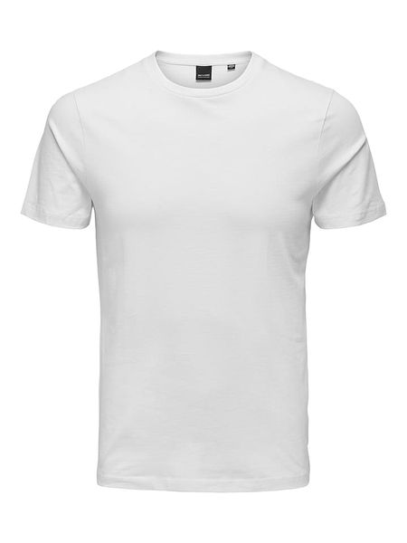 ONLY & SONS Koszulka "Basic" w kolorze białym rozmiar: M. Białe bezrękawniki Only & Sons, m, bez wzorów, z bawełny, bez kołnierzyka, bez ramiączek. Za 65.54 zł.