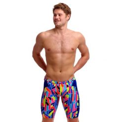 Spodenki do pływania Jammery Funky Trunks Fault Lines. Niebieskie odzież kąpielowa Funky Trunks, m, bez wzorów, sportowe. Za 219.00 zł.