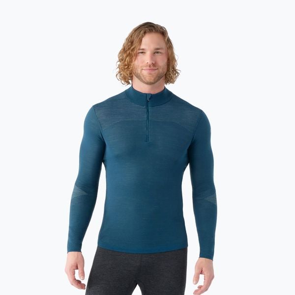 Bluza termoaktywna męska Smartwool Intraknit Thermal Merino Base Layer 1/4 Zip. Niebieskie bielizna termoaktywna Smartwool, m, bez wzorów, bez ramiączek. W wyprzedaży za 539.99 zł.