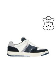 Bullboxer Skórzane sneakersy w kolorze granatowo-białym rozmiar: 43. Białe buty sportowe casual Bullboxer, bez wzorów, ze skóry, bez zapięcia. Za 263.53 zł.