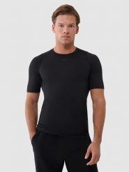 4F Koszulka sportowa w kolorze czarnym rozmiar: L. Czarne t-shirty sportowe 4F, bez wzorów, z materiału, bez ramiączek, na fitness i siłownię. Za 64.95 zł.