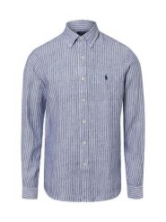 Polo Ralph Lauren Męska koszula lniana - Custom Fit Mężczyźni Modern Fit len niebieski|biały, XXL. Białe koszule Polo Ralph Lauren, m, bez wzorów, ze lnu, bez kołnierzyka, bez ramiączek. Za 859.95 zł.