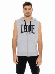 Leone Basic męska bluza z kapturem i bez rękawów zapinana na zamek. Szare bluzy z kapturem LEONE 1947 APPAREL, m, bez wzorów, z kapturem. Za 84.16 zł.