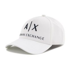 Czapka z daszkiem Armani Exchange. Białe czapki z daszkiem Armani Exchange, bez wzorów. Za 149.99 zł.
