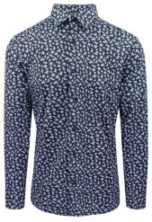 Koszula Męska, Elegancka o Regularnym Kroju - Victorio - Czarna w Kwiatki. Czarne koszule Victorio, m, bez wzorów, z bawełny, bez kołnierzyka, bez ramiączek. Za 119.00 zł.