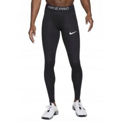 Legginsy Sportowe Męskie Nike Pro Training. Czarne buty treningowe Nike, bez wzorów, z materiału, na fitness i siłownię. Za 140.80 zł.