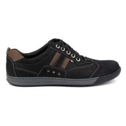 Kampol Półbuty męskie skórzane Kam 28KAM Casual czarne sznurowane. Czarne eleganckie półbuty bez wzorów, z gumy, bez obcasa, bez zapięcia. Za 367.89 zł.