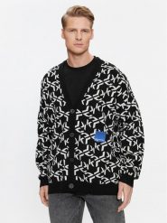 KARL LAGERFELD Kardigan Klj Monogram Jacquard Cardigan 236D2050 Czarny Regular Fit. Czarne swetry rozpinane Karl Lagerfeld Jeans, m, bez wzorów, z syntetyku, bez kołnierzyka, bez ramiączek. Za 849.99 zł.