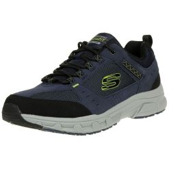 Buty trekkingowe męskie, Skechers Oak Canyon. Niebieskie trekkingi Skechers, bez wzorów, z materiału, przed kostkę, bez zapięcia. Za 229.00 zł.