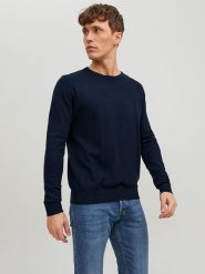 Jack & Jones Sweter w kolorze granatowym rozmiar: XL. Niebieskie swetry nierozpinane Jack & Jones, xl, bez wzorów, z bawełny, bez kołnierzyka, bez ramiączek. Za 96.83 zł.
