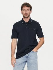 Bugatti Polo 8151 55100A Granatowy Regular Fit. Niebieskie koszulki polo sportowe Bugatti, m, bez wzorów, z bawełny, bez kołnierzyka, bez ramiączek. Za 369.99 zł.