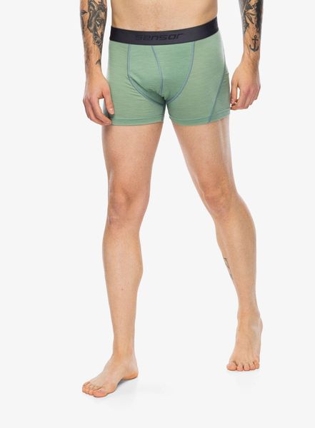 Bokserki termoaktywne Sensor Merino Air Boxers. Zielone bielizna termoaktywna Sensor, m, bez wzorów, z materiału, bez ramiączek, do biegania. Za 144.99 zł.