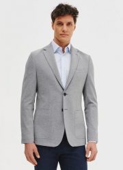 PAKO LORENTE - Jasnoszara marynarka z dzianiny. Szare garnitury Pako Lorente, na co dzień, bez wzorów, z dzianiny. Za 249.99 zł.