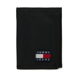 Duży Portfel Męski Tommy Jeans. Czarne portfele Tommy Jeans, bez wzorów, z jeansu. Za 159.99 zł.