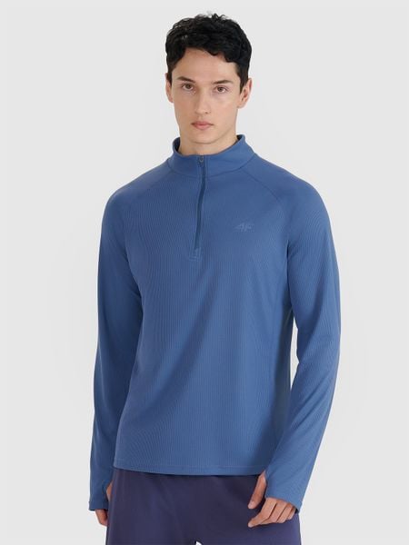 4F Longsleeve do biegania w terenie szybkoschnący męski - granatowy S. Niebieskie bluzki z długim rękawem 4F, m, bez wzorów, z syntetyku, bez kołnierzyka, bez ramiączek. W wyprzedaży za 99.99 zł.