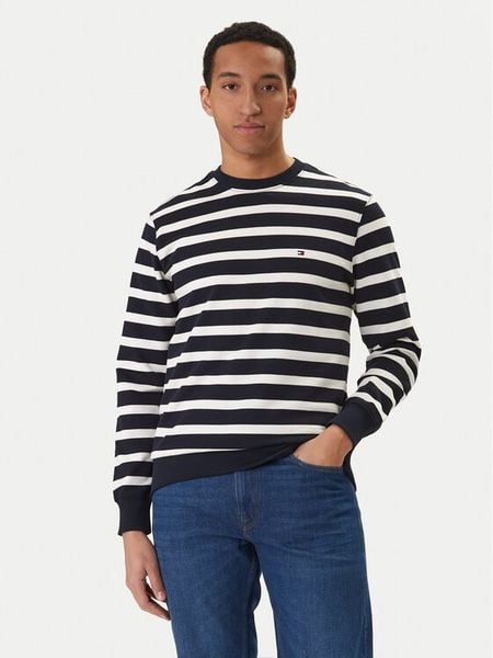 Tommy Hilfiger Bluza Ess MW0MW41352 Granatowy Regular Fit. Niebieskie bluzy Tommy Hilfiger, m, bez wzorów, z bawełny, bez kaptura. Za 449.99 zł.