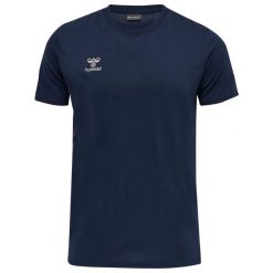 Bawełniana koszulka Hummel Move Grid. Niebieskie t-shirty sportowe Hummel, bez wzorów, z bawełny, bez ramiączek, do piłki nożnej. Za 152.50 zł.