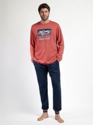 Lois Piżama "Larga Burnt" w kolorze koralowo-granatowym rozmiar: XL. Czerwone piżamy Lois, xl, bez wzorów, bez ramiączek. Za 165.99 zł.