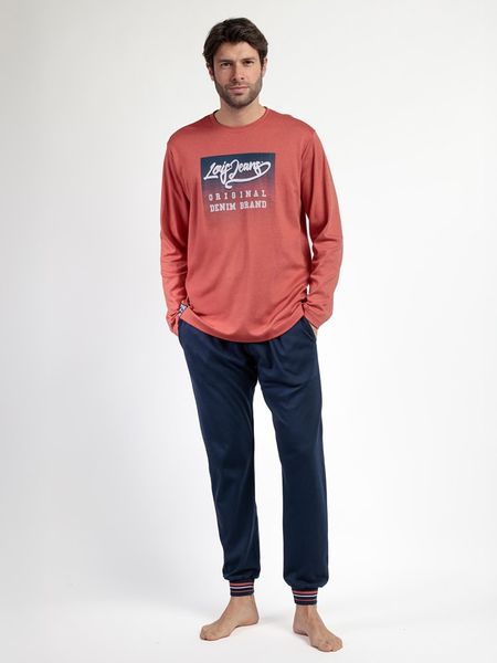 Lois Piżama "Larga Burnt" w kolorze koralowo-granatowym rozmiar: XL. Czerwone piżamy Lois, xl, bez wzorów, bez ramiączek. Za 165.99 zł.