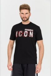 DSQUARED2 Czarny męski t-shirt Icon Scribble Cool Fit Tee, Rozmiar XL. Czarne t-shirty Dsquared2, l, bez wzorów, bez kołnierzyka, bez ramiączek. W wyprzedaży za 629.99 zł.