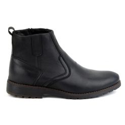 KOMODO Buty męskie trzewiki skórzane zimowe 924K czarne. Czarne botki sznurowane na zimę, bez wzorów, ze skóry, bez obcasa, bez zapięcia. Za 438.49 zł.