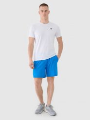 4F Spodenki treningowe szybkoschnące męskie - niebieskie S. Niebieskie krótkie spodenki sportowe 4F, l, bez wzorów, z dzianiny. Za 99.99 zł.