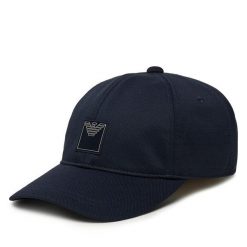 Czapka z daszkiem Emporio Armani. Niebieskie czapki z daszkiem Emporio Armani, bez wzorów. Za 319.99 zł.