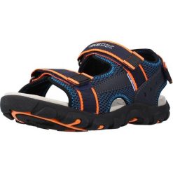 Sandały GEOX JR SANDAL STRADA A Niebieski. Niebieskie sandały Geox, ze skóry, bez zapięcia. Za 139.99 zł.