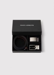 PAKO LORENTE - Dwustronny skórzany pasek z matową klamrą. Brązowe paski Pako Lorente, bez wzorów, ze skóry. Za 139.99 zł.