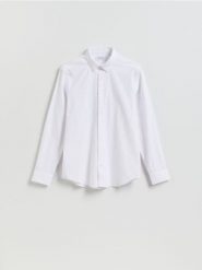 Elegancka koszula super slim - biały. Białe koszule Reserved, l, bez wzorów, z bawełny, bez kołnierzyka, bez ramiączek. Za 129.99 zł.