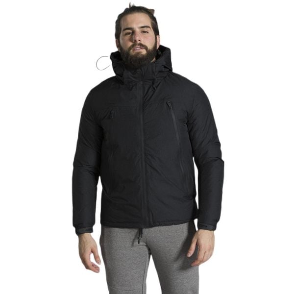 Miejska męska kurtka z kapturem. Czarne kurtki LEONE 1947 APPAREL, m, bez wzorów, z poliesteru, z kapturem. W wyprzedaży za 394.06 zł.