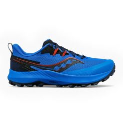 Buty trailowe męskie Saucony Peregrine 14. Niebieskie buty do biegania Saucony, bez wzorów, bez zapięcia, do biegania. Za 529.99 zł.