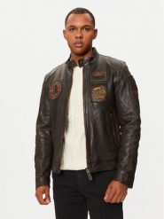 Aeronautica Militare Kurtka skórzana 242PN954PL147 Brązowy Regular Fit. Brązowe kurtki Aeronautica Militare, m, bez wzorów, ze skóry, bez kaptura. Za 4,299.00 zł.